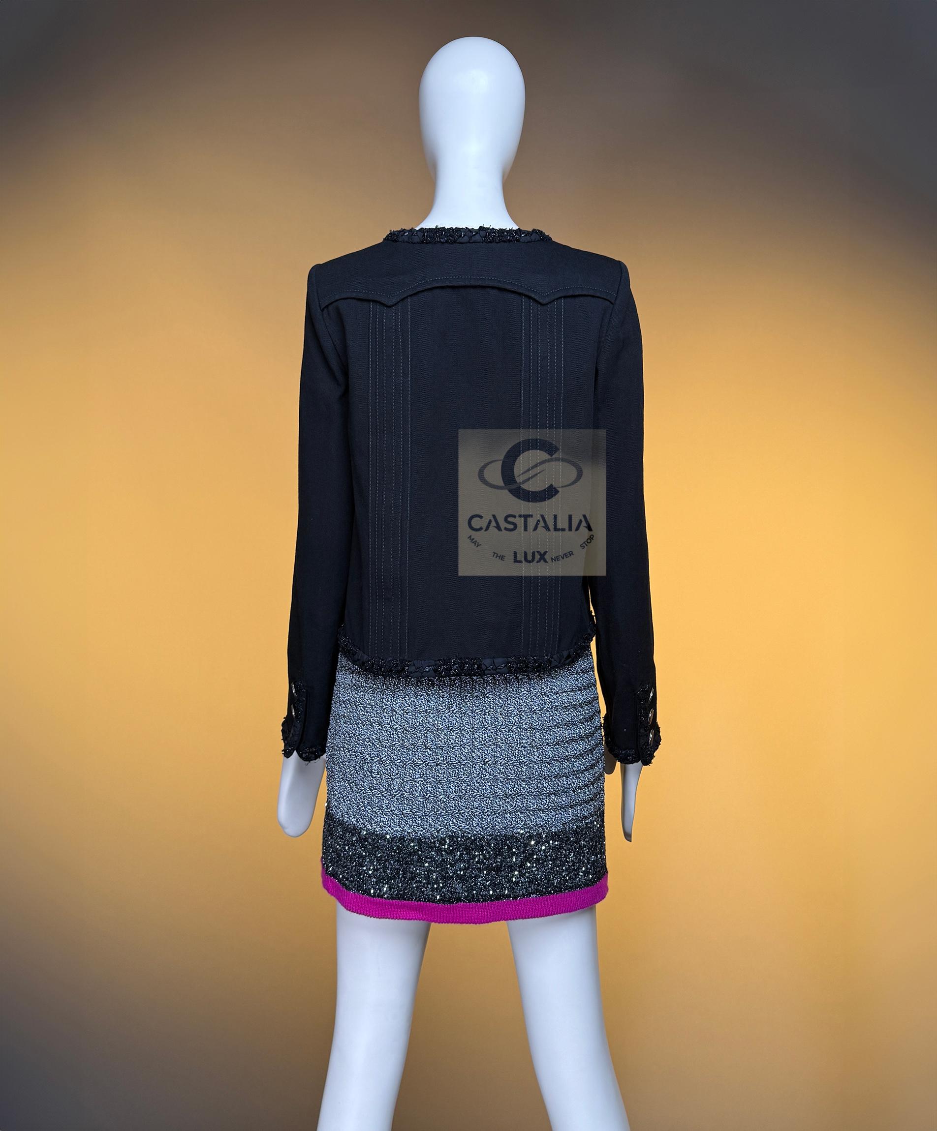 CHANEL Legendaria París / Cuba Chaquetita negra 34 en venta 13
