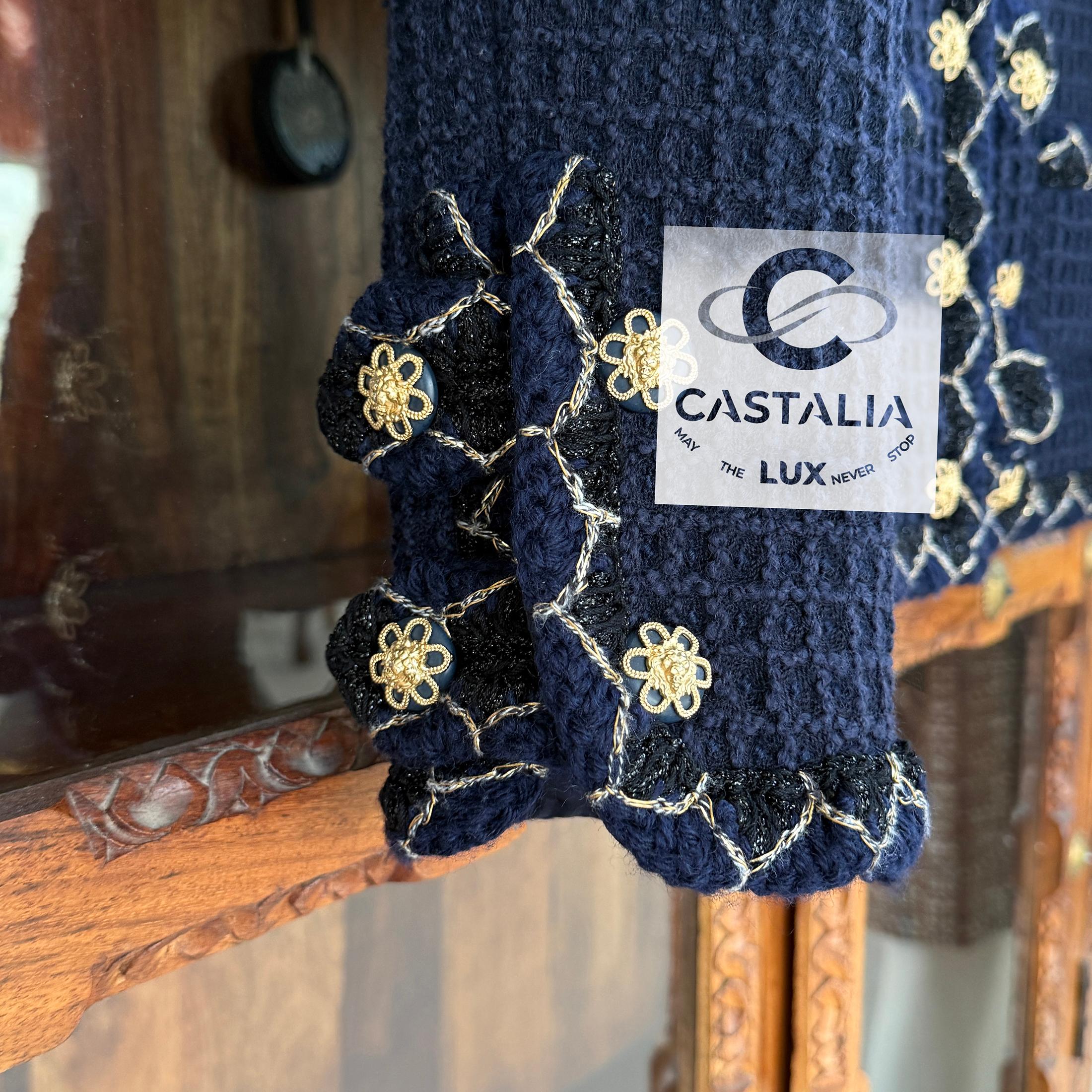 Chanel Leggendaria Parigi / Salisburgo - Giacca in tweed navy 34 FR in vendita 5