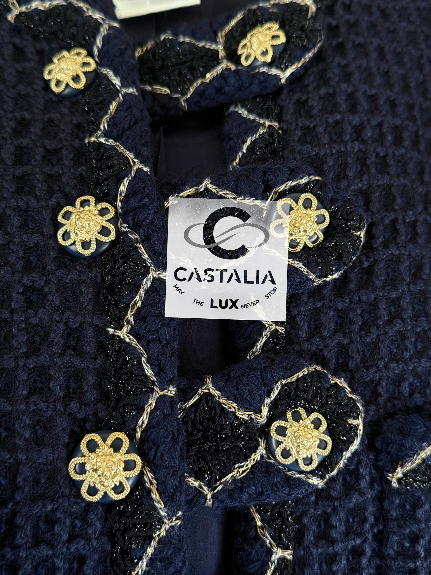 Chanel Leggendaria Parigi / Salisburgo - Giacca in tweed navy 34 FR in vendita 7