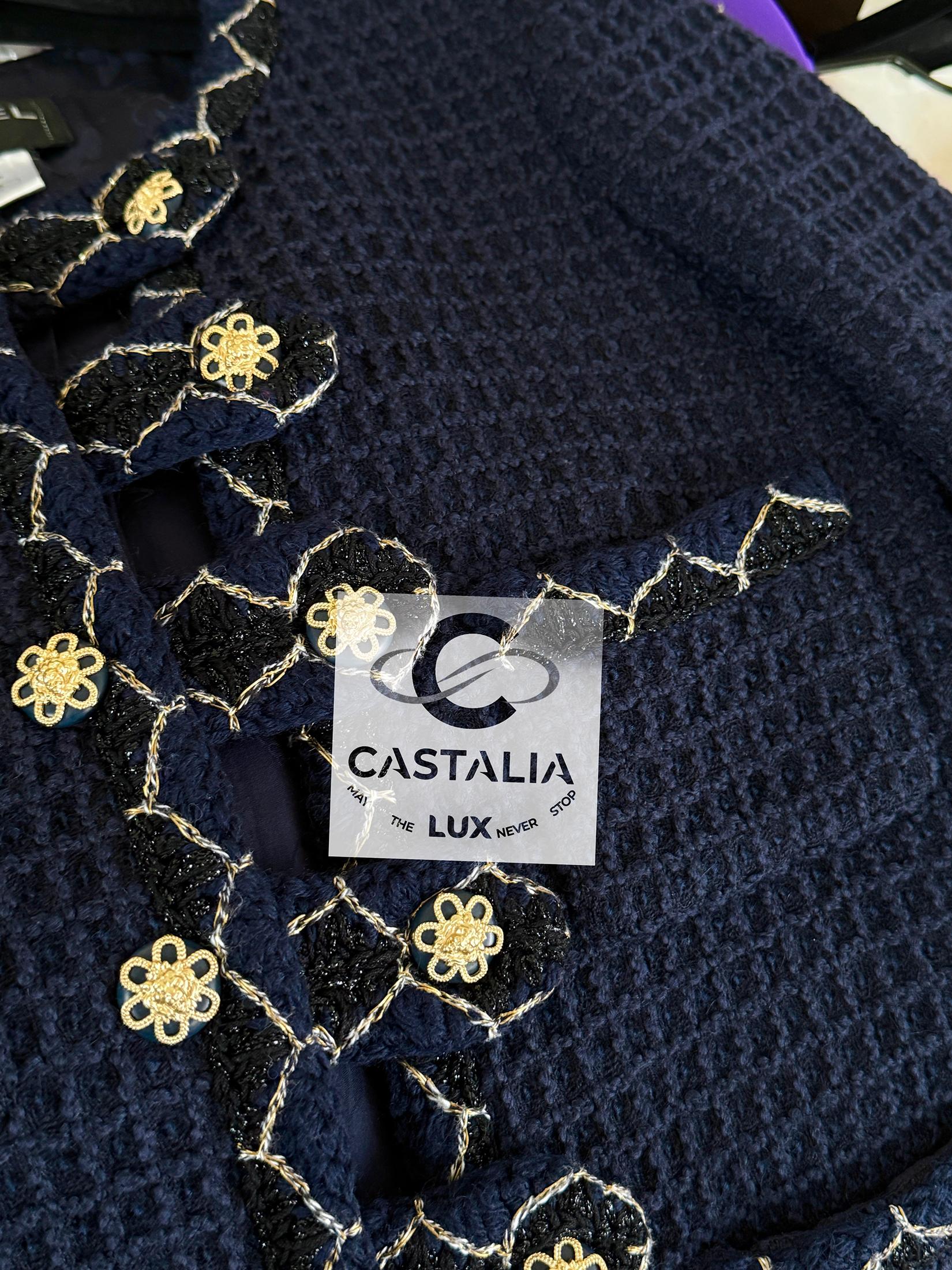 Chanel Leggendaria Parigi / Salisburgo - Giacca in tweed navy 34 FR in vendita 12