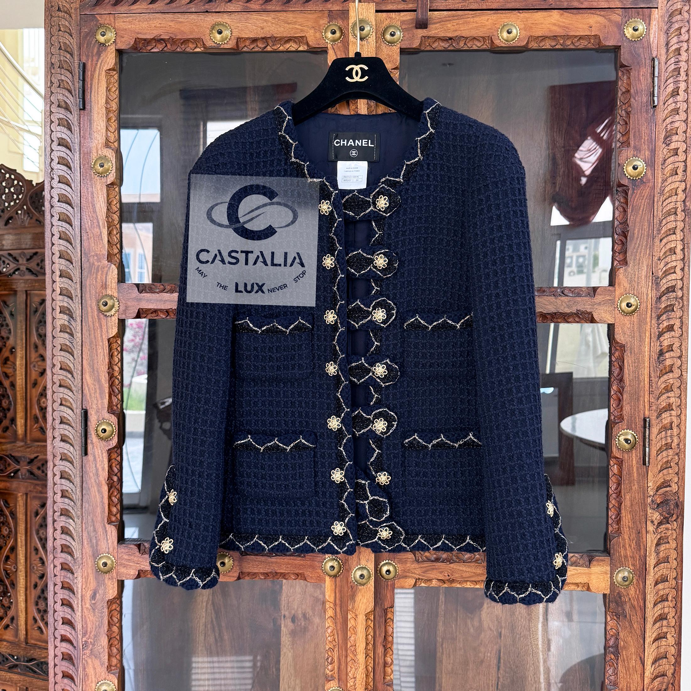 da uomo o donna Chanel Leggendaria Parigi / Salisburgo - Giacca in tweed navy 34 FR in vendita