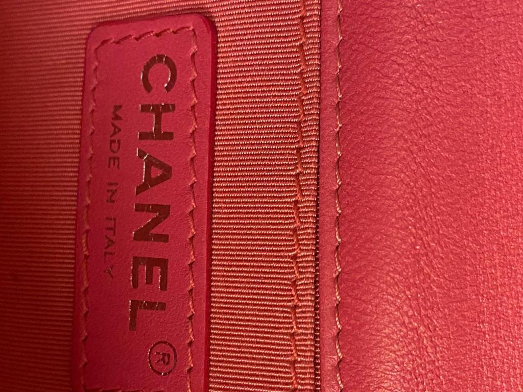 Pink Chanel Lego hot pink patent brick patent flap bag For Sale