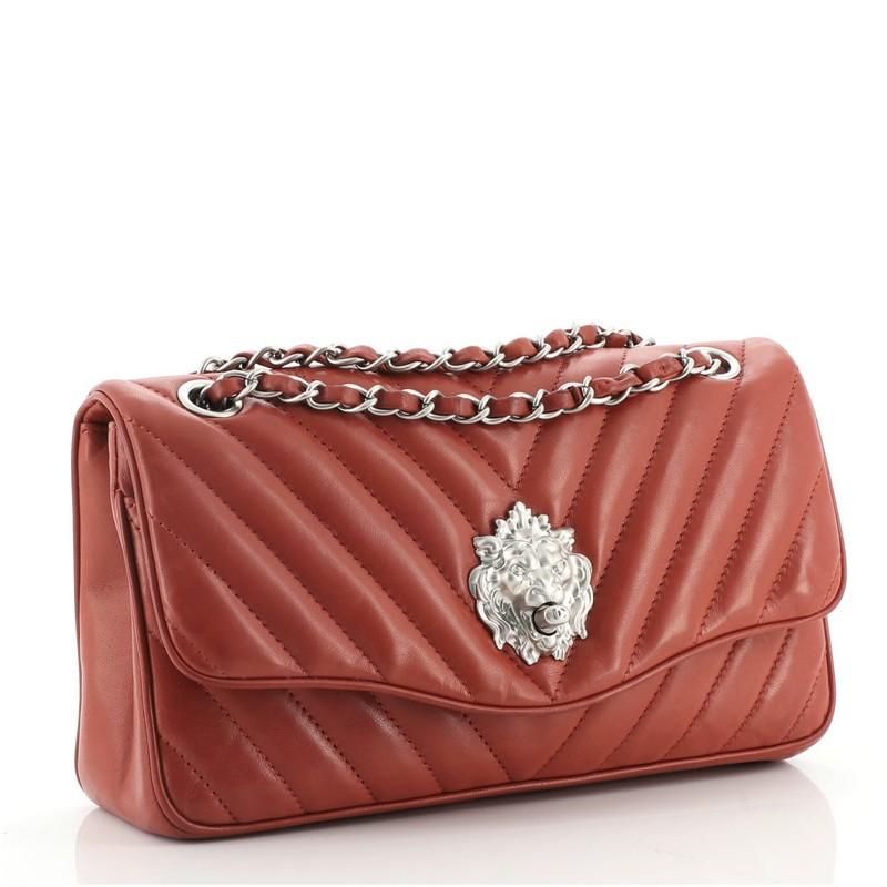 Chanel Leo Lion Flap Tasche Chevron Lammfell Medium (Braun)