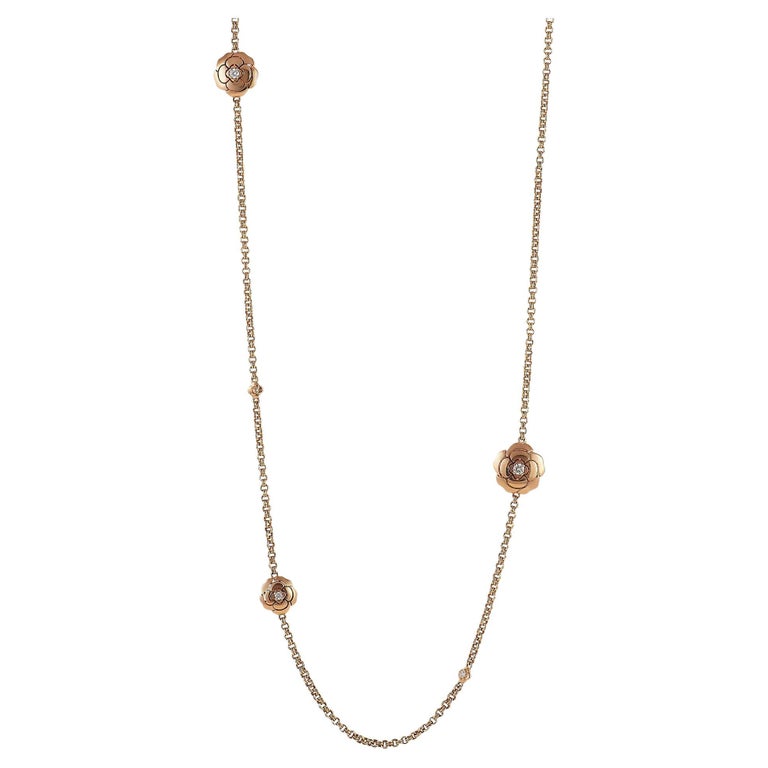 Chanel Les Infinis De Camélia 18K Rose Gold Diamond Necklace