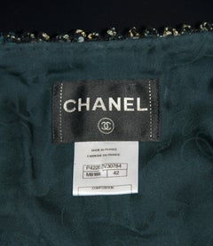 Chanel Lesage Black and Green Tweed Jacket with Sequins