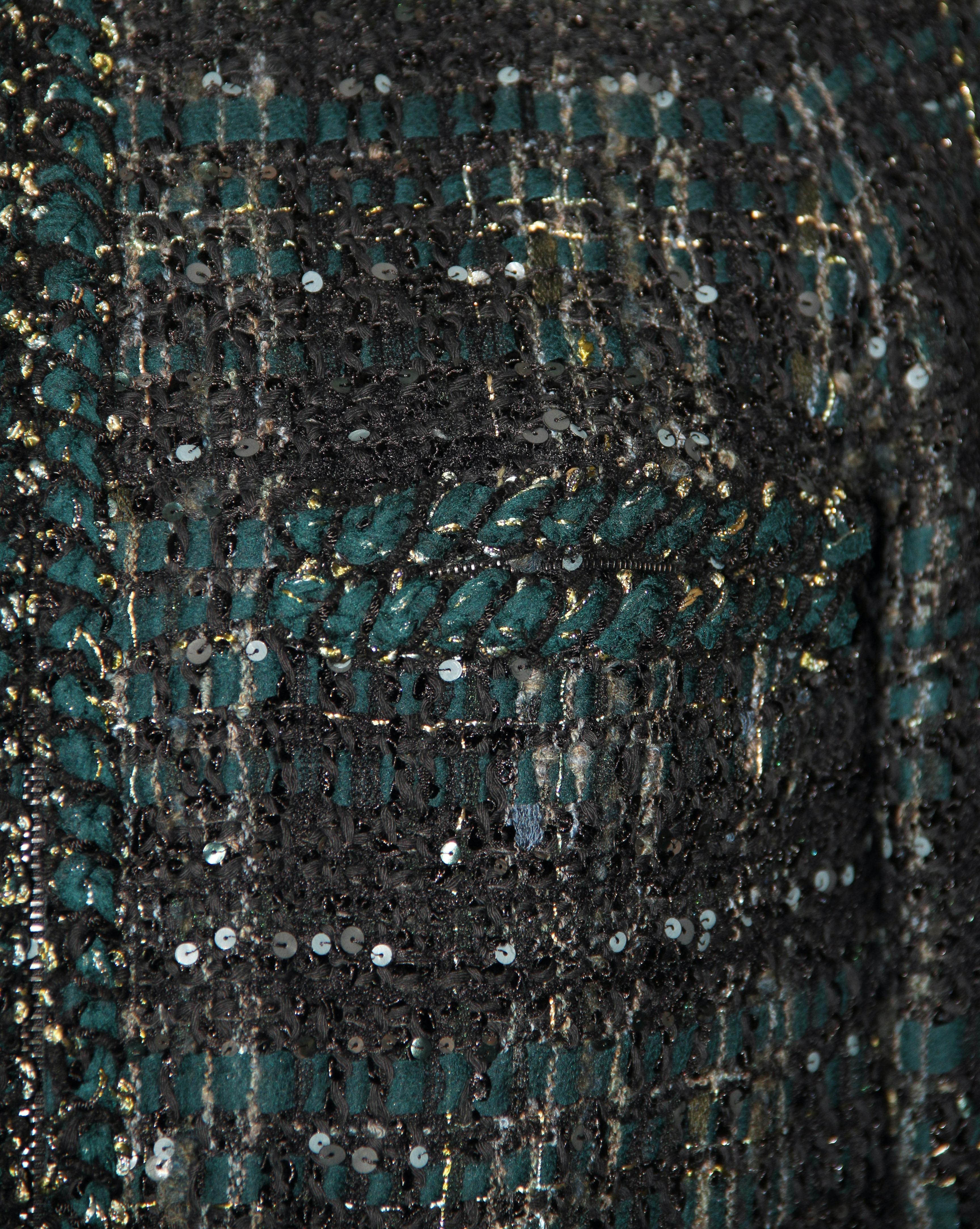 Chanel Lesage Black and Green Tweed Jacket with Sequins 1