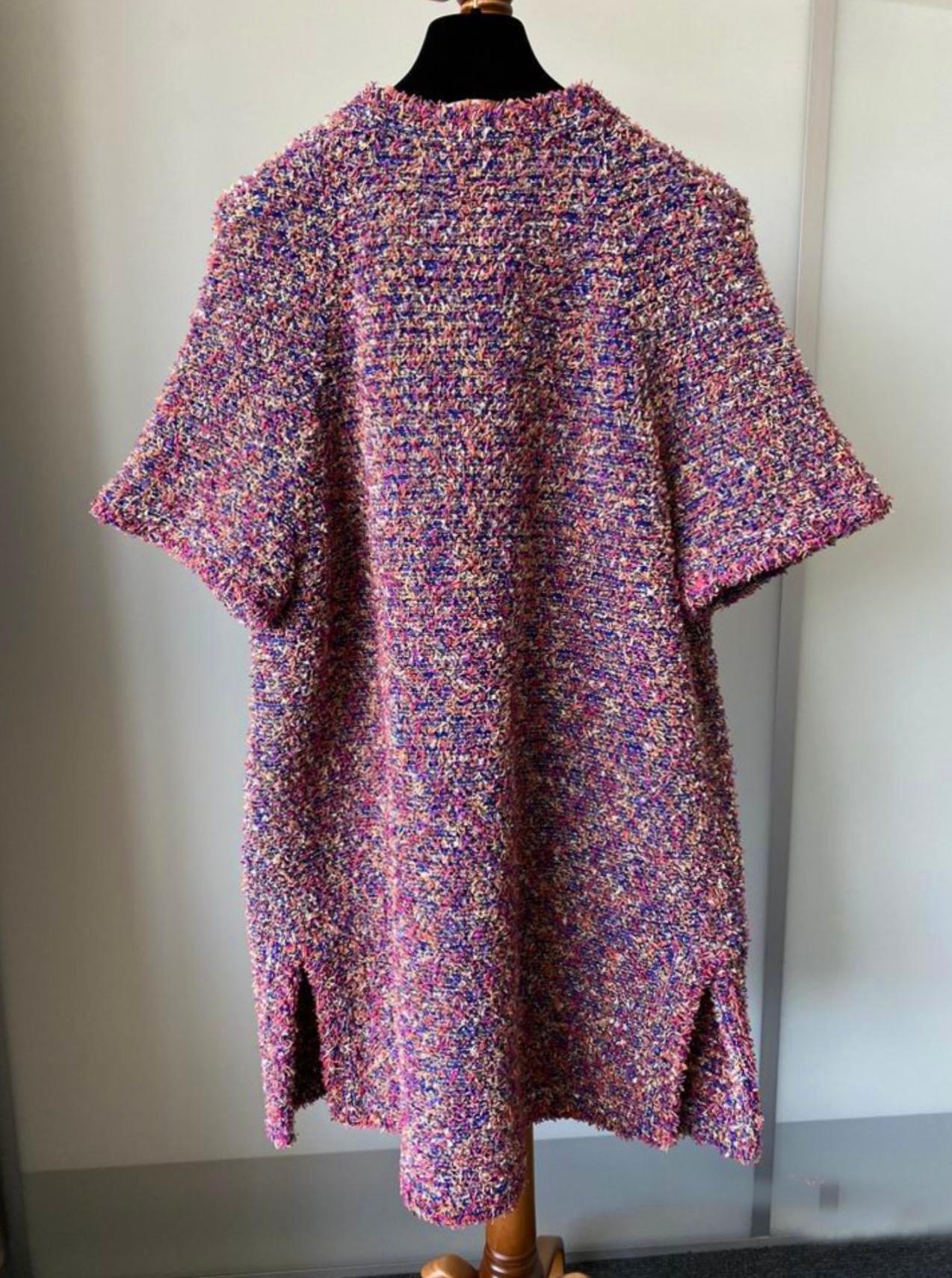 Chanel Lesage Woven Tweed Coat with CC Buttons 42 FR 1