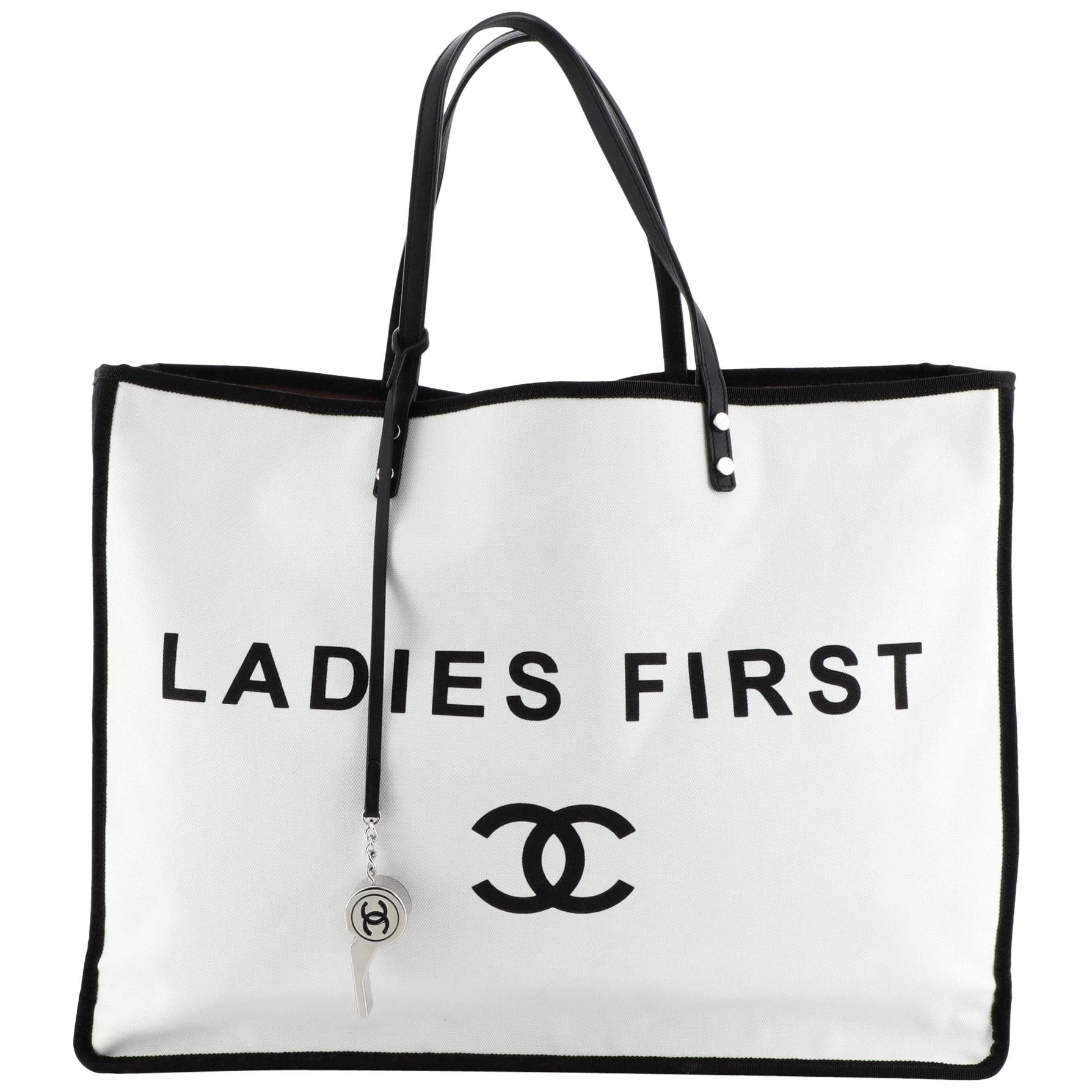 Chanel 'Ladies First' Canvas Tote Handbag With Whistle