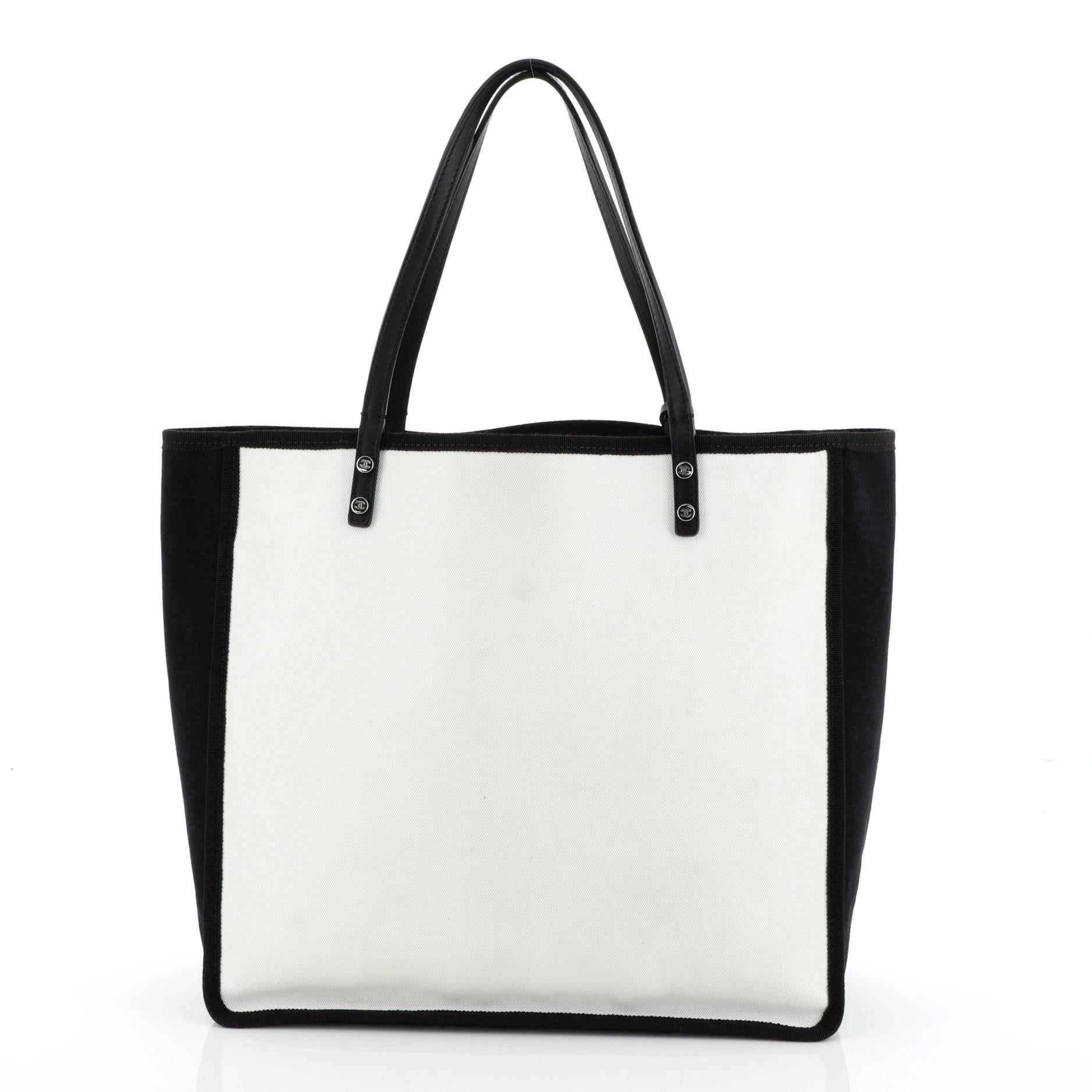 Gray Chanel Let's Demonstrate Tote Canvas Small