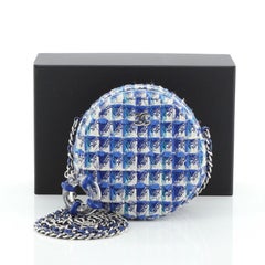 Chanel Lifesaver Round Clutch with Chain Quilted Tweed