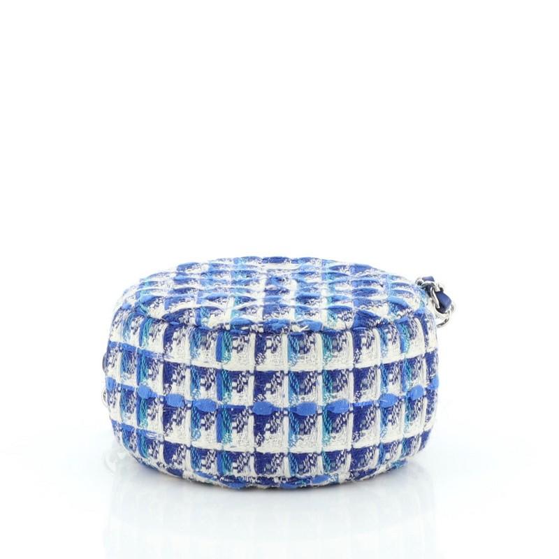 Purple Chanel Lifesaver Round Clutch with Chain Quilted Tweed
