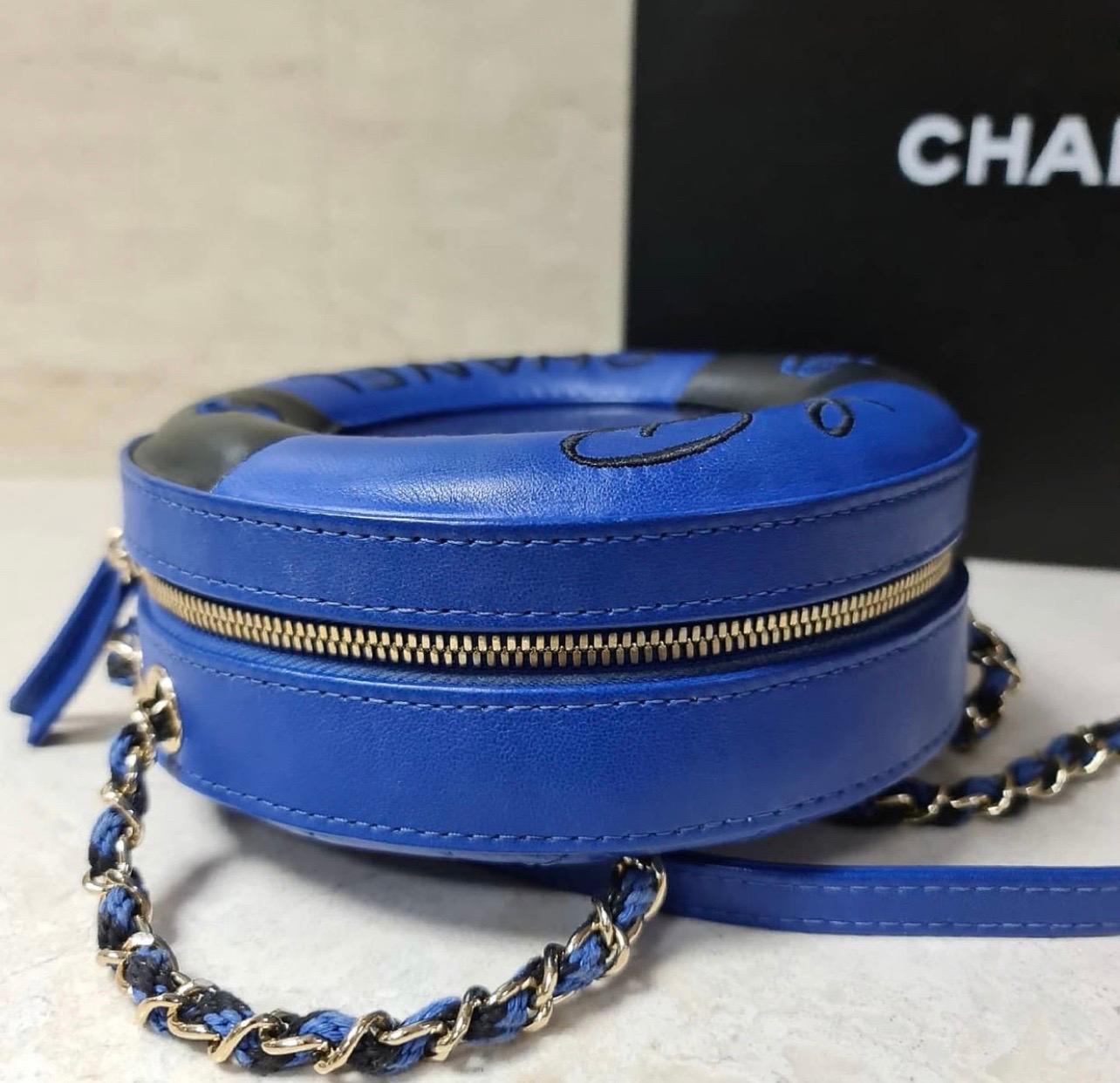 Purple Chanel Lifesaver Round Crossbody Bag