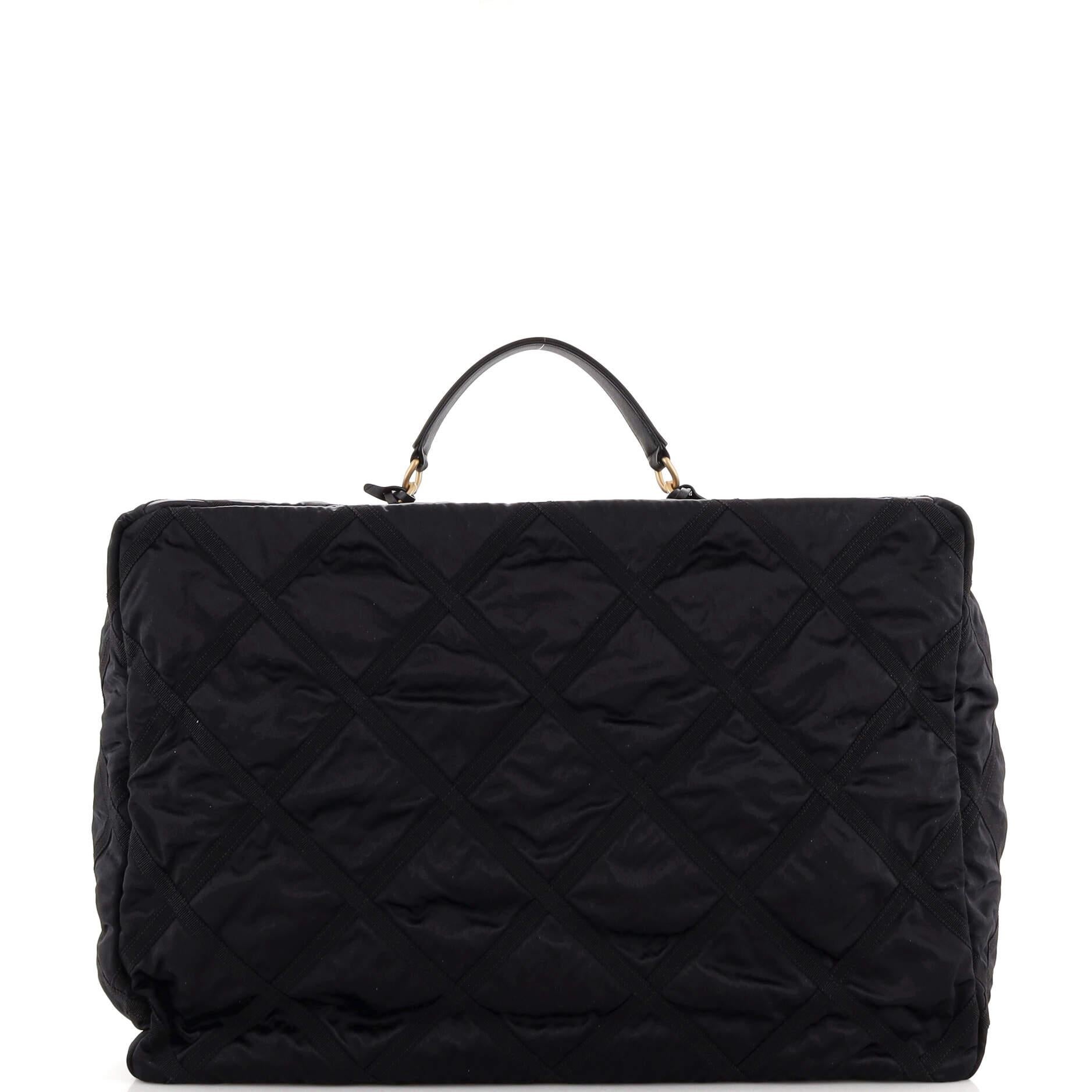 Women's or Men's Chanel Lifestyle Travel Handbag Quilted Nylon with Grosgrain Large For Sale