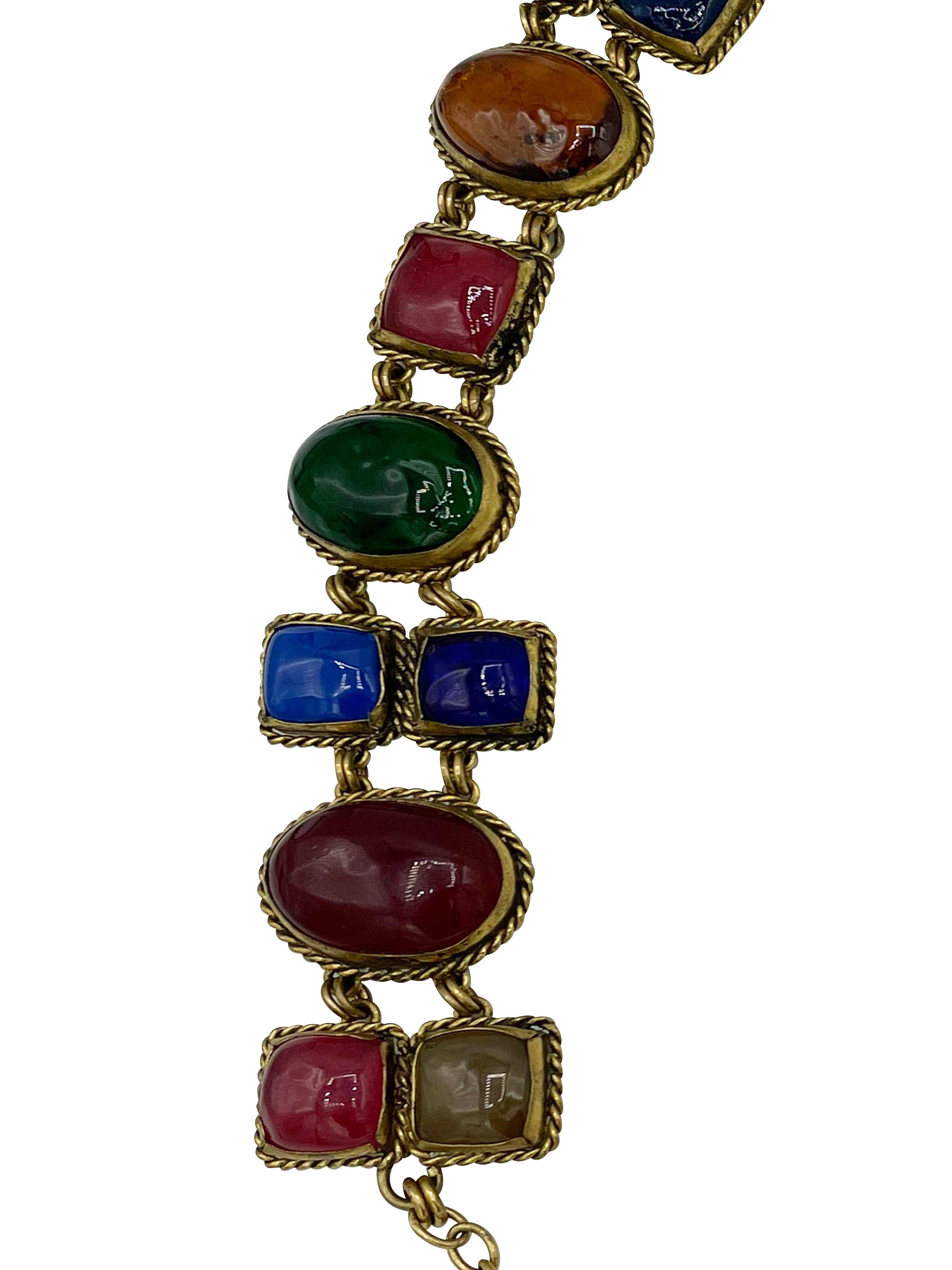 Black Chanel Lifetime Gripoix Pate de Verre Chain Belt, 1960s For Sale