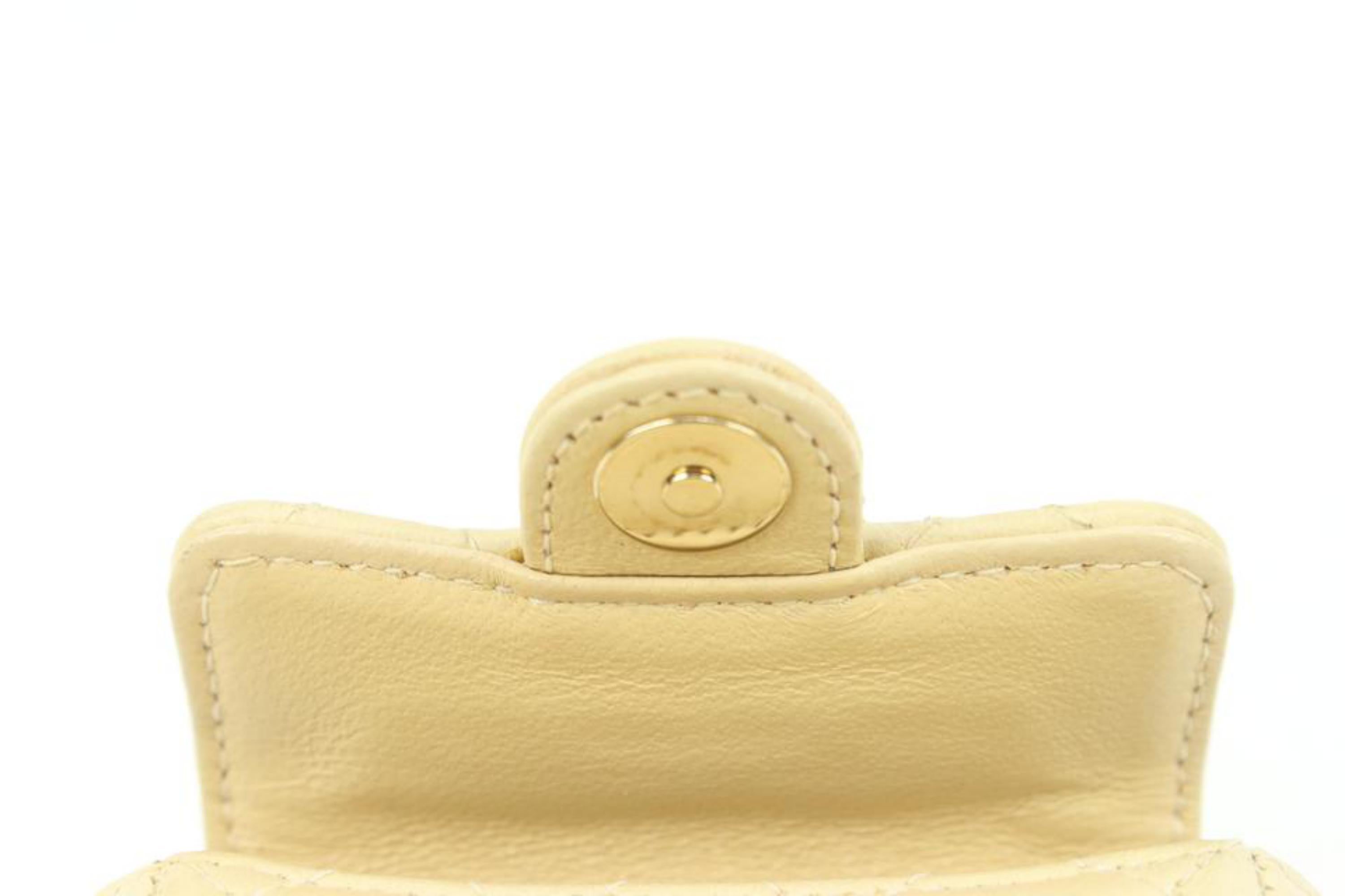 Chanel Light Beige Cream Quilted Leather Micro Flap Charm Bag Mini 48cz47 For Sale 1