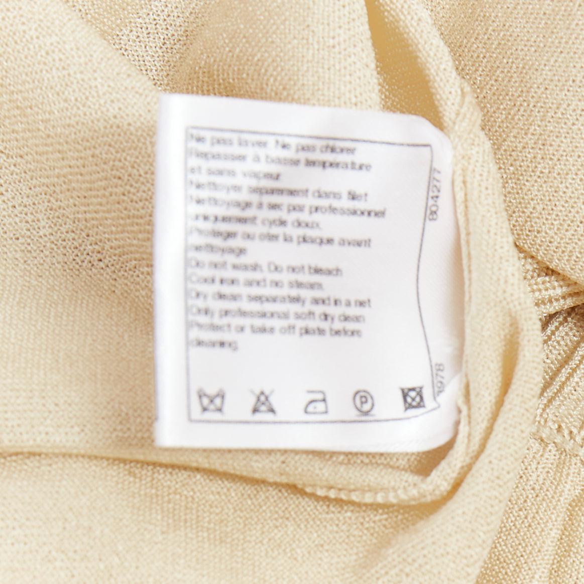 CHANEL light beige gold CC logo button flared skater skirt FR40 L For Sale 3