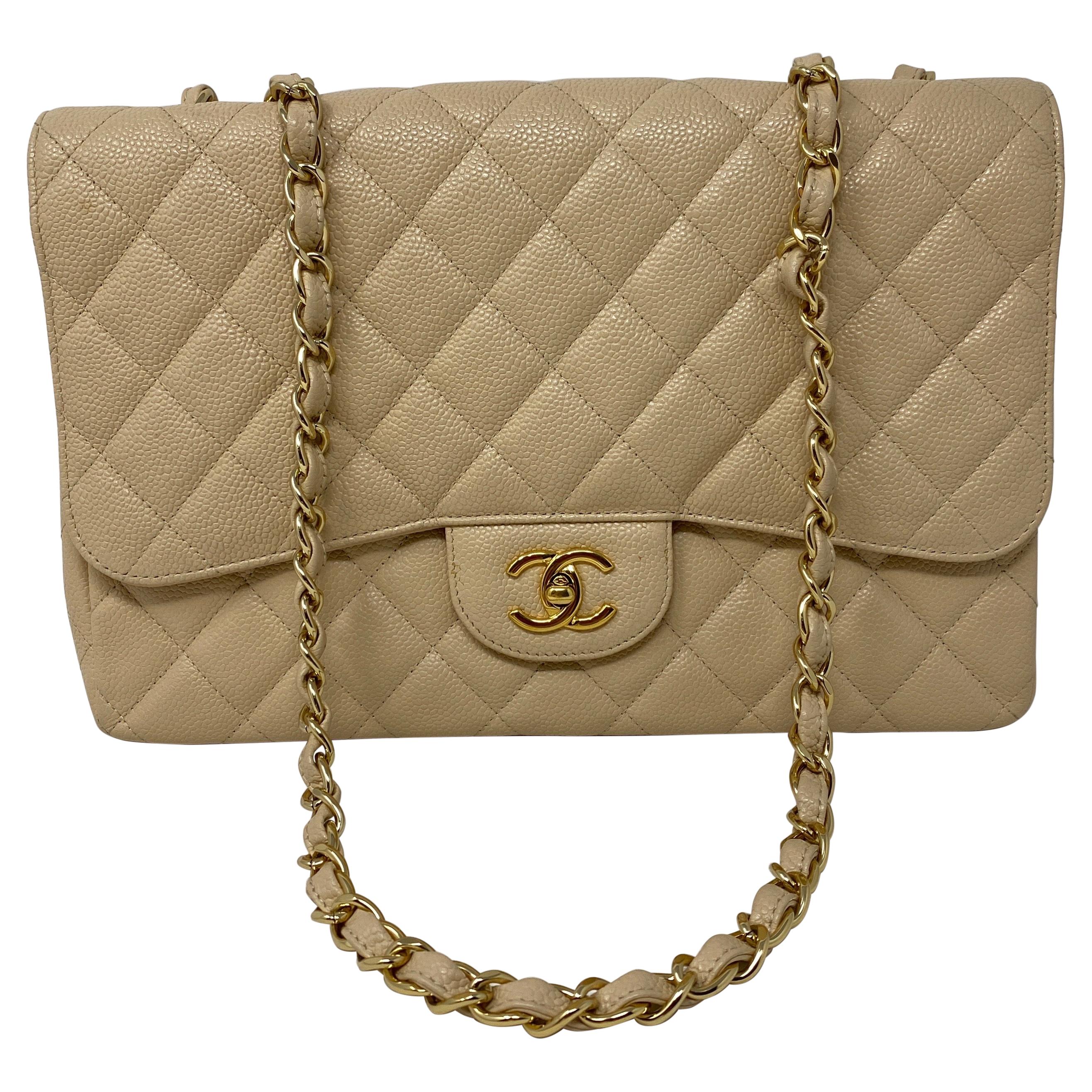 chanel jumbo single flap beige