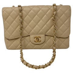 Chanel Light Beige Jumbo Single Flap Bag 