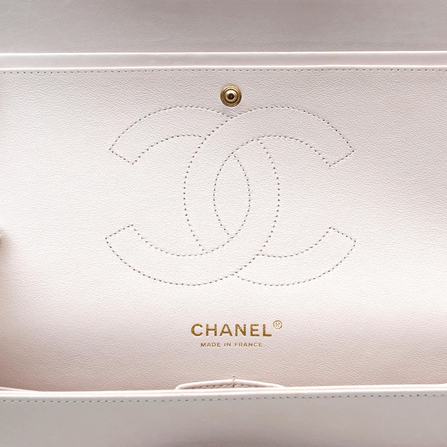 Women's Chanel Light Beige Lambskin Jumbo Classic Flap with Rose Gold Hardware