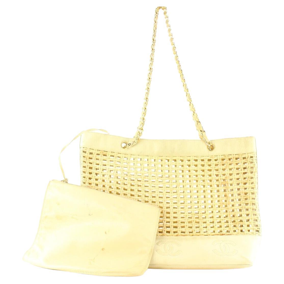 Chanel Mustard Yellow Caviar Leather Timeless CC Chain Tote Bag