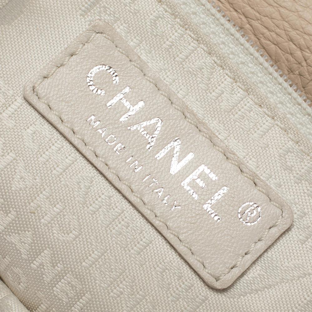 Chanel Light Beige Leather Wild Stitch Flap Bag 3