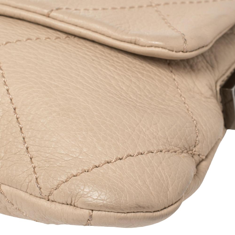 Chanel Light Beige Leather Wild Stitch Flap Bag In Good Condition In Dubai, Al Qouz 2