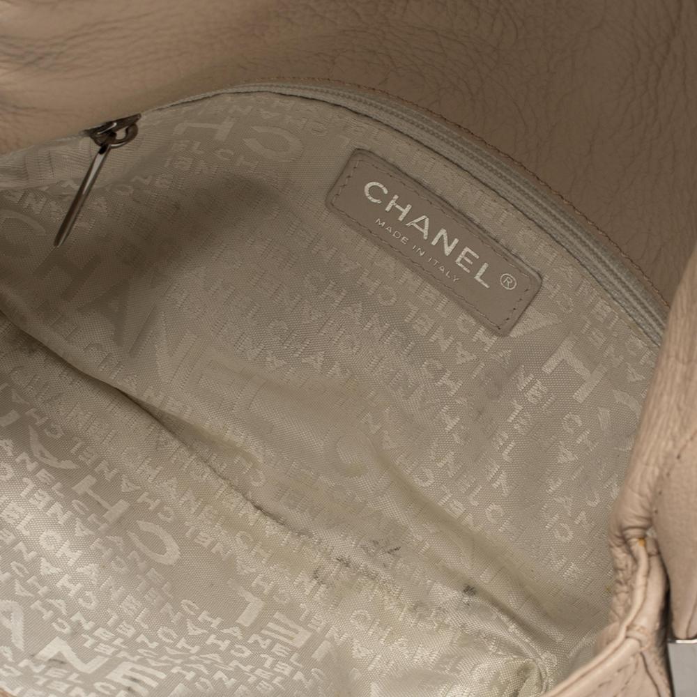 Chanel Light Beige Leather Wild Stitch Flap Bag 1