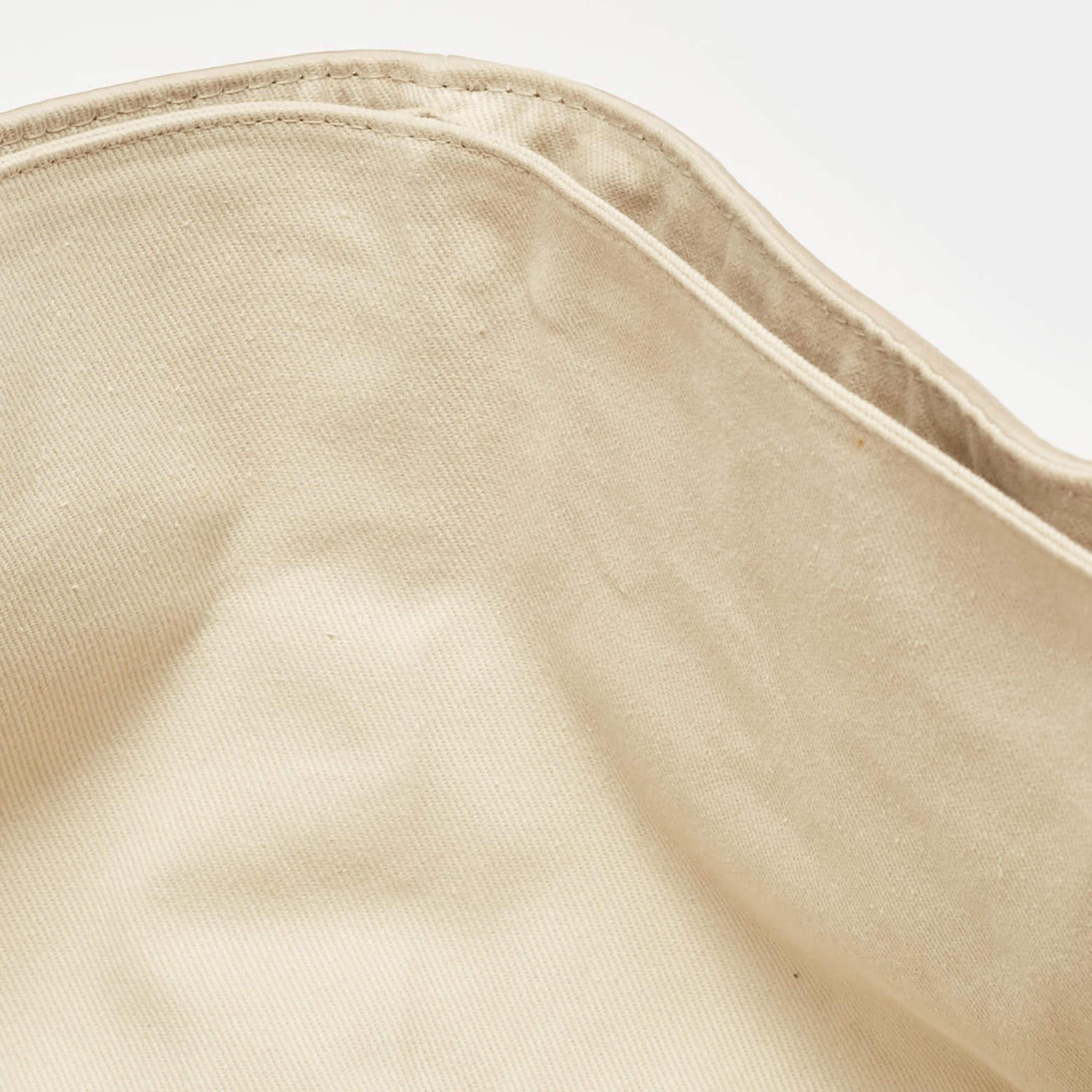 Chanel Light Beige Nubuck Leather Split Pocket Flap Bag 5