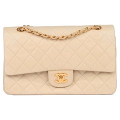 CHANEL Light Beige Quilted Lambskin Vintage Medium Classic Double Flap Bag