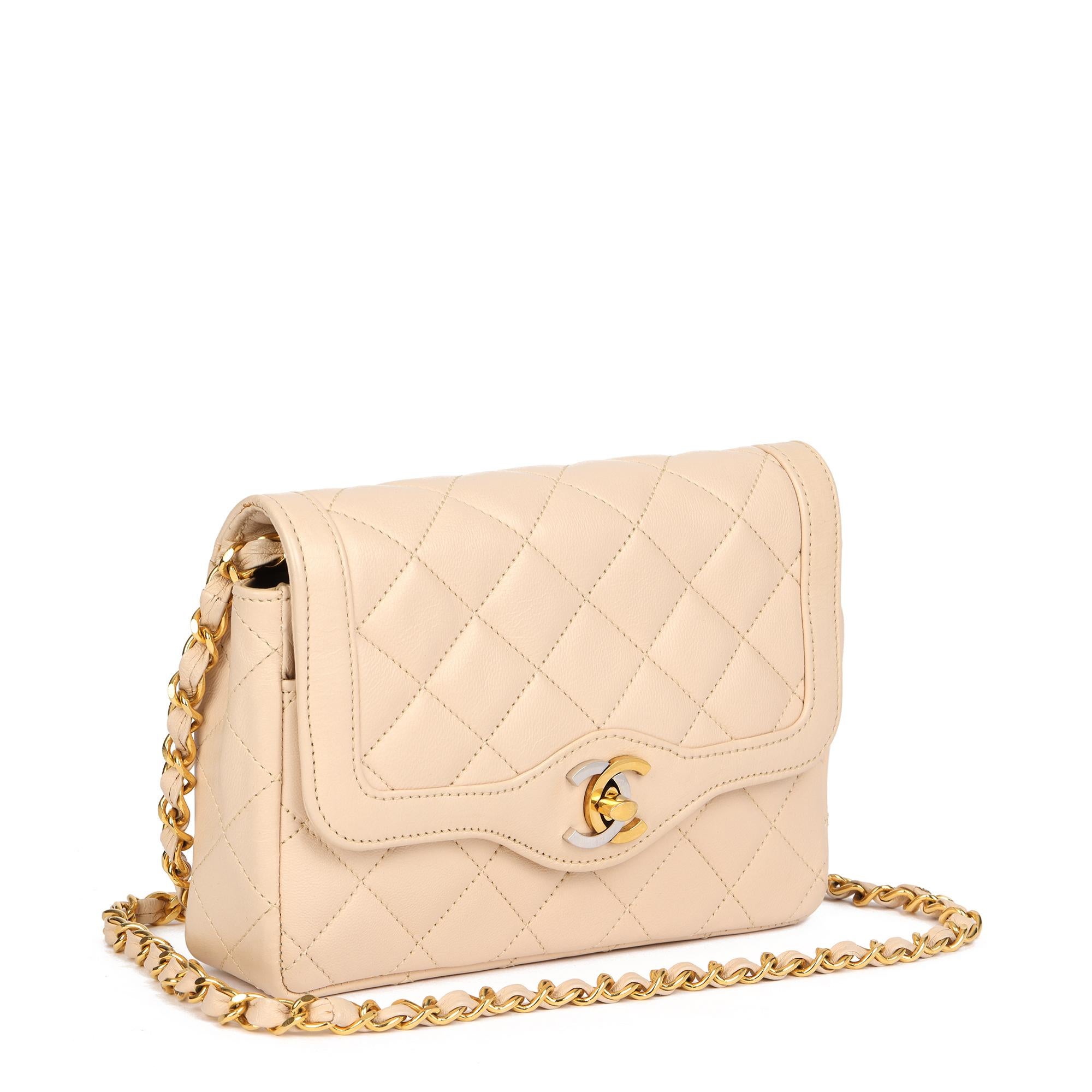 CHANEL
Light Beige Quilted Lambskin Vintage Paris-Limited Mini Flap Bag

Xupes Reference: HB4721
Serial Number: 0186762
Age (Circa): 1986
Accompanied By: Authenticity Card
Authenticity Details: Authenticity Card, Serial Sticker (Made in
