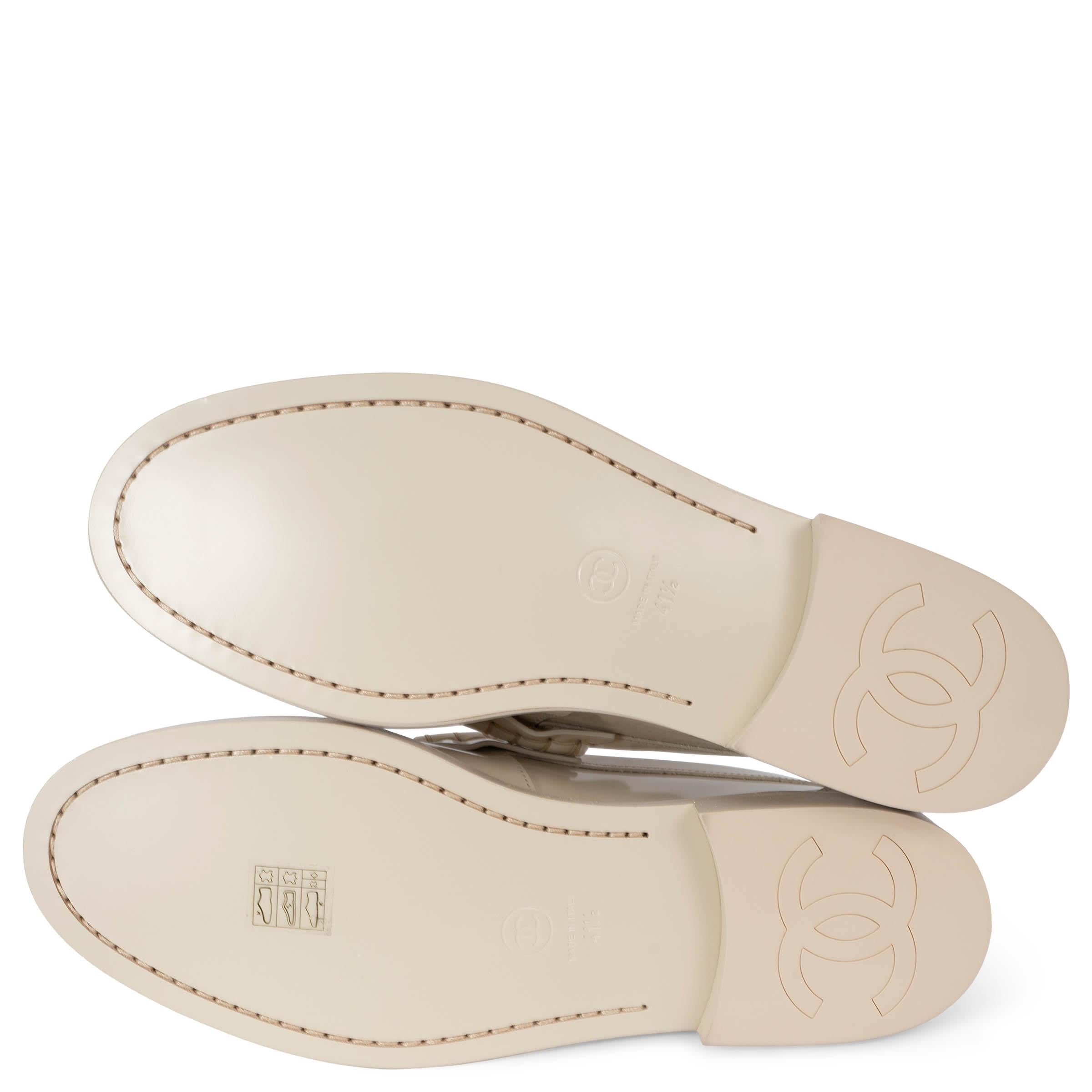 CHANEL light beige silk shiny leather 2023 23S Loafers Shoes 41.5 fit 41 For Sale 3