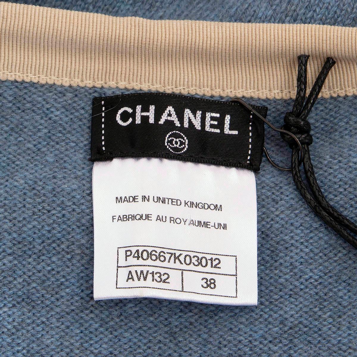 CHANEL light blue cashmere 2011 11P OPEN DRAWSTRING Cardigan Sweater 38 S For Sale 3
