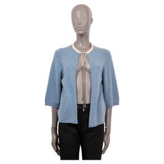 CHANEL light blue cashmere 2011 11P OPEN DRAWSTRING Cardigan Sweater 38 S