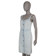 CHANEL light blue cotton 18C GREECE WASHED DENIM Dress 38 S