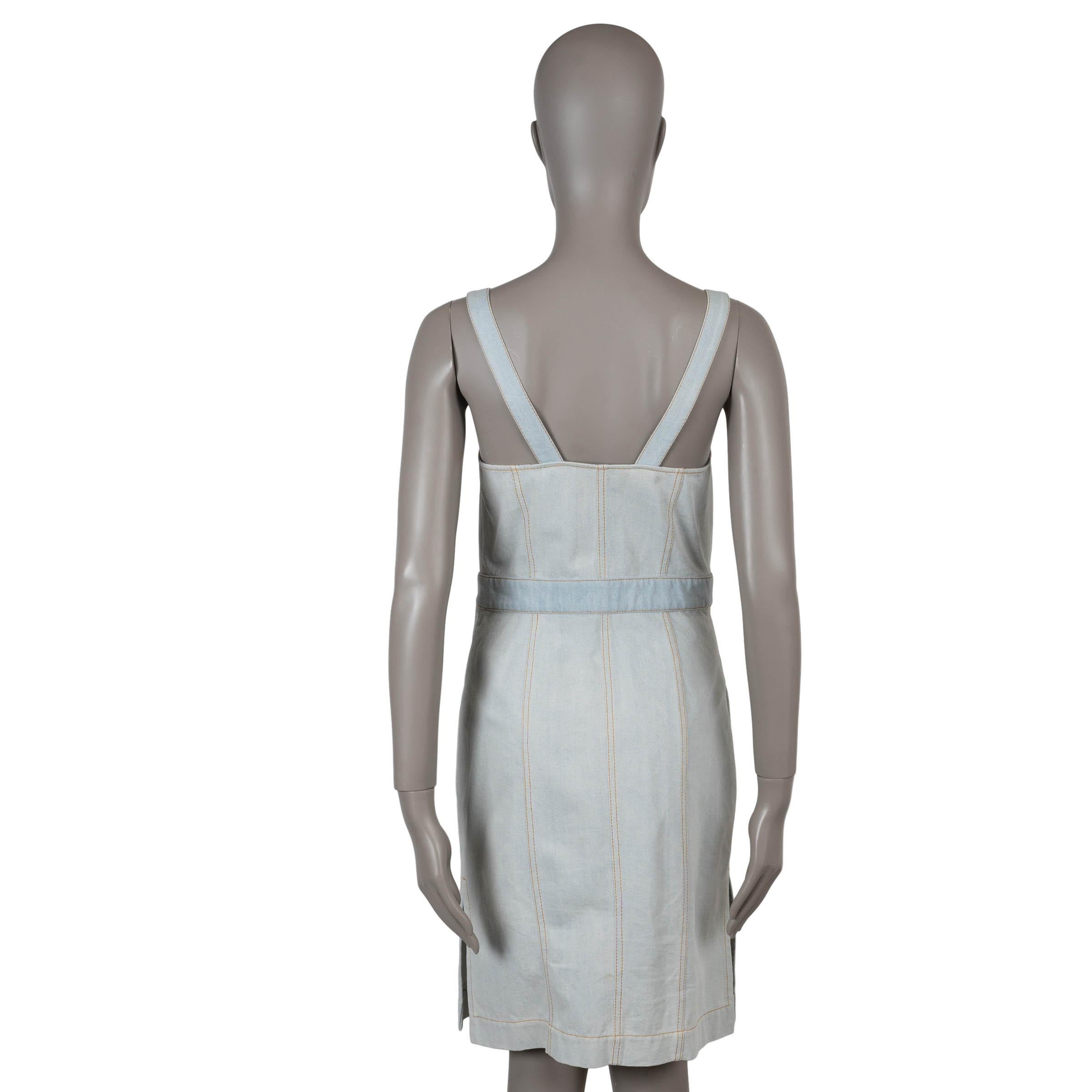 Gray CHANEL light blue cotton 18C GREECE WASHED DENIM Dress 38 S For Sale