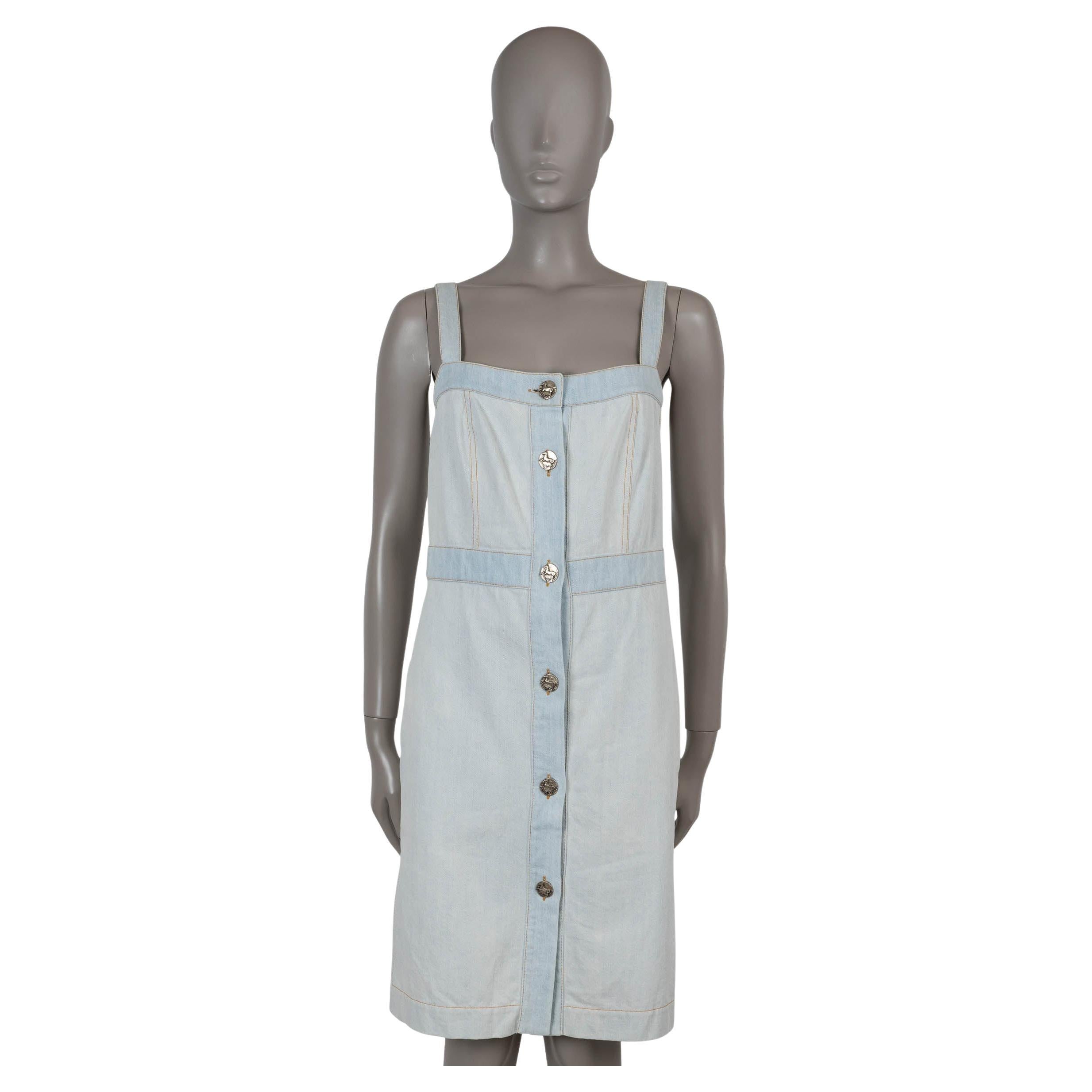 CHANEL light blue cotton 18C GREECE WASHED DENIM Dress 38 S
