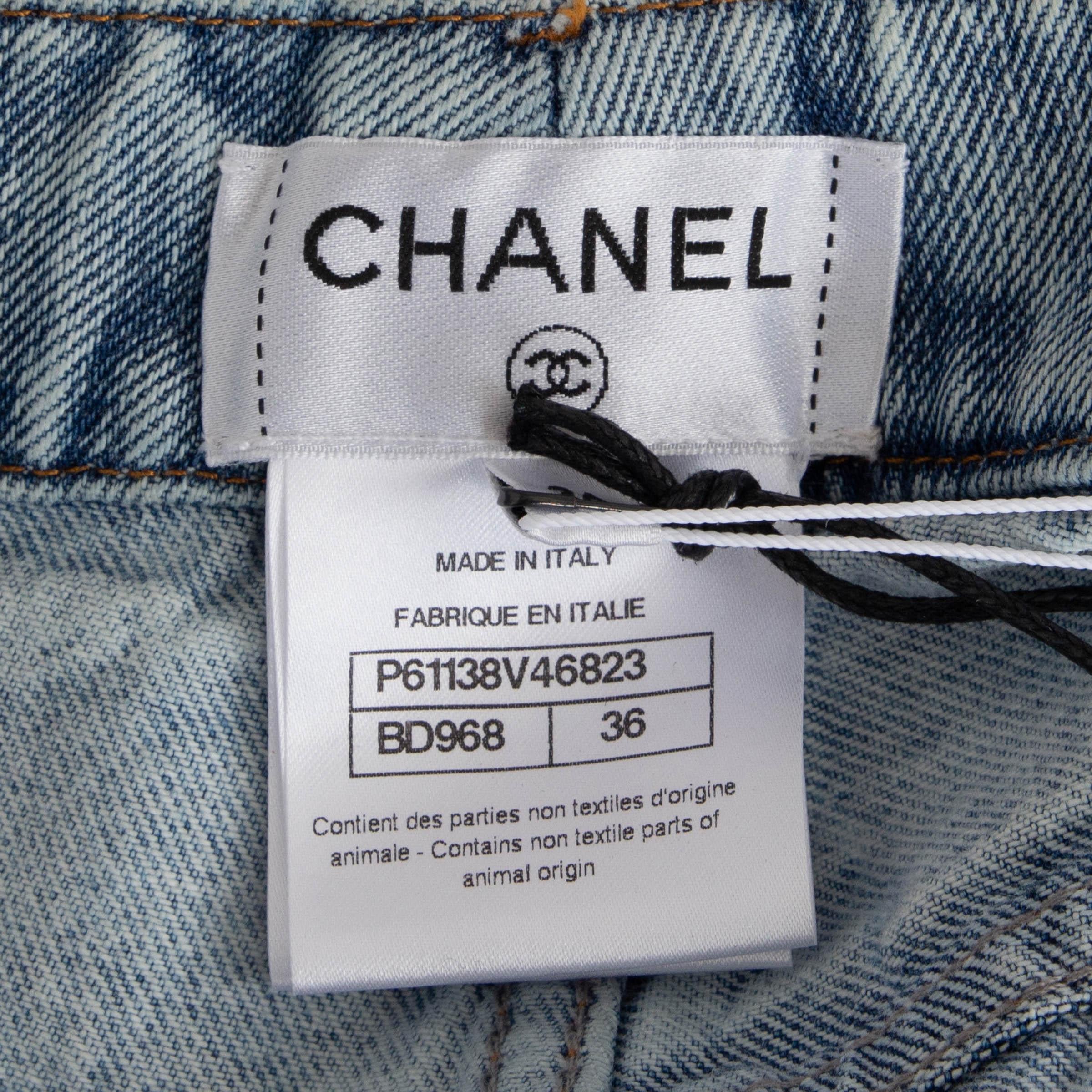 Chanel cotone azzurro 19S BOYFRIEND Pantaloni jeans 36 XS in vendita 2