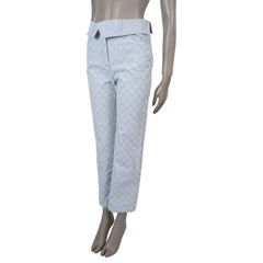 CHANEL light blue cotton 20C QUILTED DENIM STRAIGHT Jeans Pants 36 XS