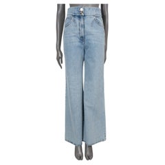 Chanel in cotone azzurro 20P Pantaloni a gamba larga 38 S