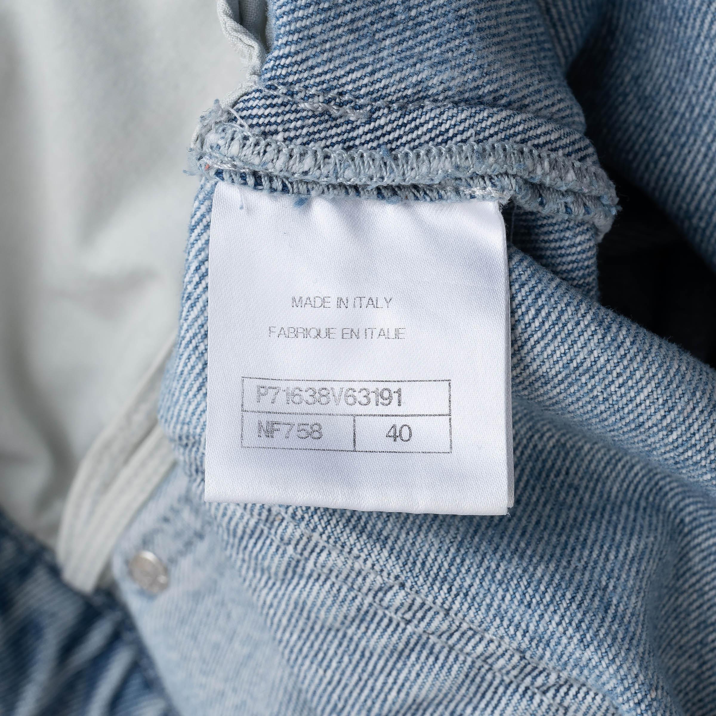 CHANEL light blue cotton 21K LOGO EMBROIDERED BARREL Jeans Pants 40 M For Sale 3