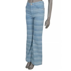 CHANEL light blue cotton 26C LAKE COMO STRIPED Jeans Pants 38 S