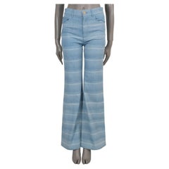 CHANEL light blue cotton 26C LAKE COMO STRIPED Jeans Pants 38 S