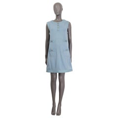 Chanel abito blu chiaro in misto cotone 2007 in maglia DENIM TRIM 42 L