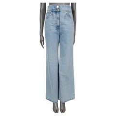 CHANEL light blue cotton denim 2020 20P WIDE LEG JEANS Pants 36 XS
