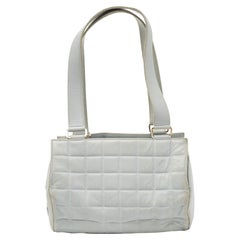 Chanel Light Blue Cube Quilted Leather Zip Bowler Bag