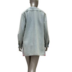 Chanel Light Blue Denim Overshirt Jacket with Camellia Trim, FR 40
