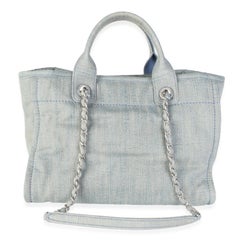 Chanel Light Blue Distressed Denim Small Deauville Tote