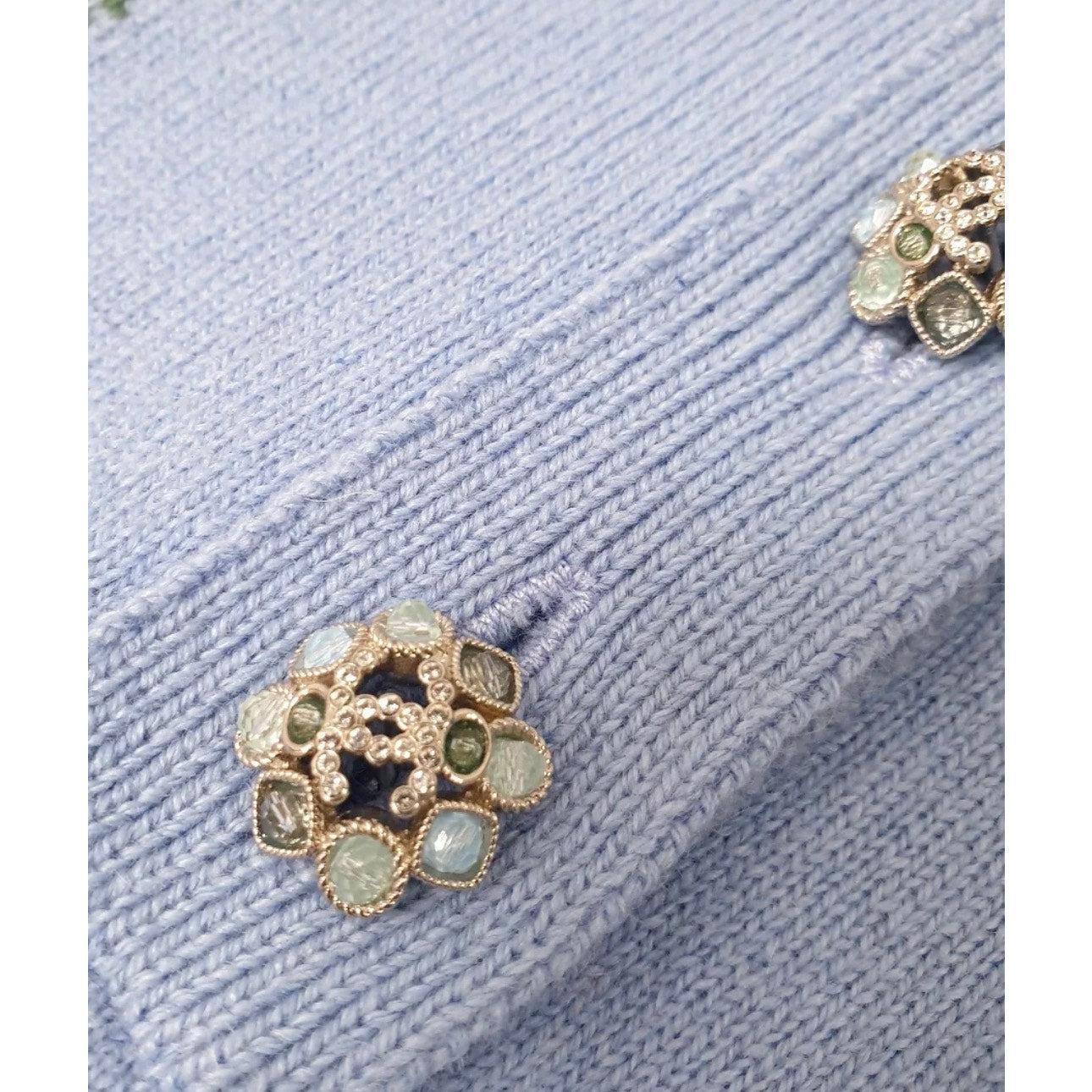 Donna CHANEL Top-Light floreale in maglia di cachemire Sz. 38 in vendita