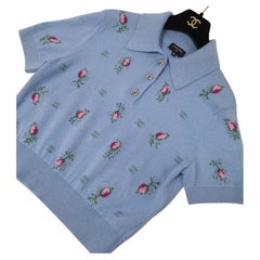 CHANEL Top-Light floreale in maglia di cachemire Sz. 38