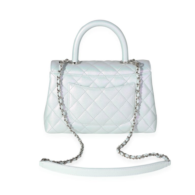Chanel Light Blue Iridescent Quilted Caviar Small Coco Top Handle Bag For  Sale at 1stDibs
